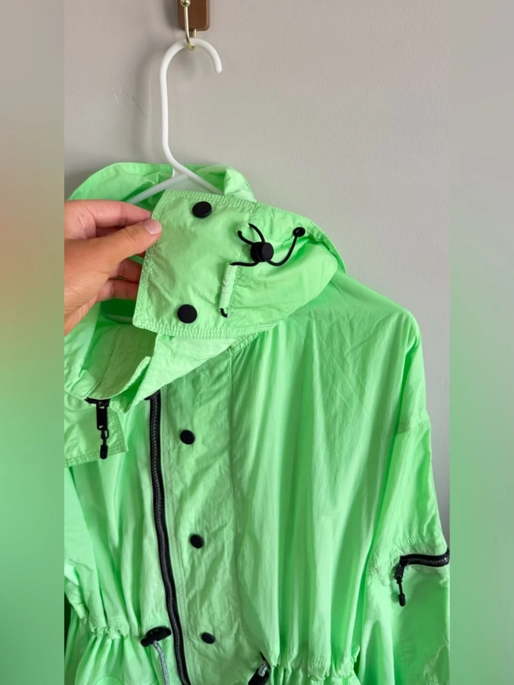 Free People Movement Aurora Maxi Windbreaker Parka in Neon Lime